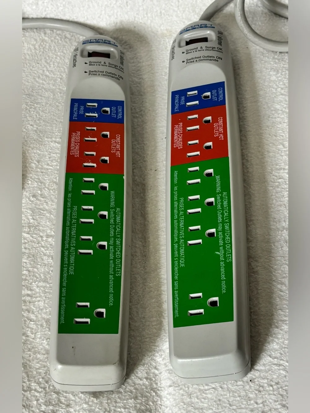 White Surge Protector Power Strip with Multiple Outlets 2 set